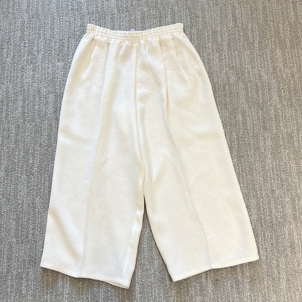 Dušan Cream Linen Gauze Wide Crop Pants